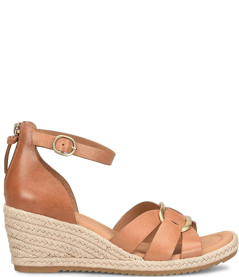 Sofft Ivy Leather Platform Espadrille Wedge Sandals
