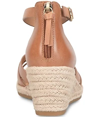Sofft Ivy Leather Platform Espadrille Wedge Sandals