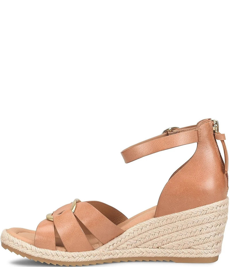Sofft Ivy Leather Platform Espadrille Wedge Sandals