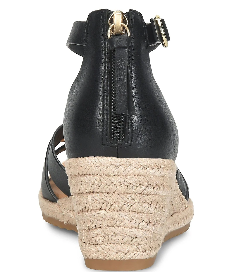 Sofft Ivy Leather Platform Espadrille Wedge Sandals