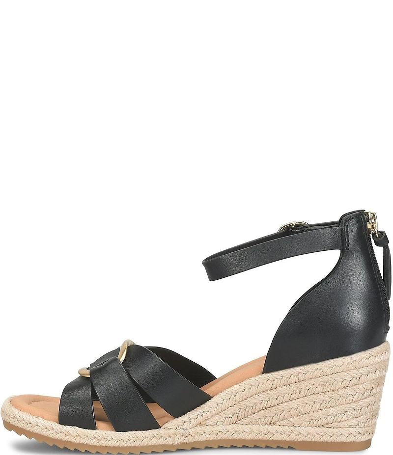 Sofft Ivy Leather Platform Espadrille Wedge Sandals