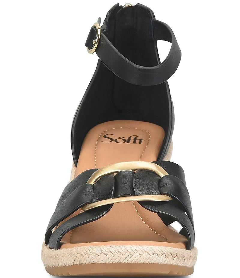 Sofft Ivy Leather Platform Espadrille Wedge Sandals