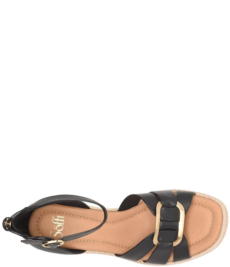 Sofft Ivy Leather Platform Espadrille Wedge Sandals