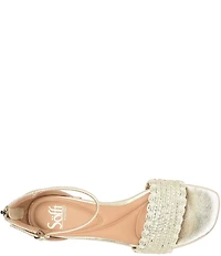 Sofft Lilah Metallic Woven Leather Ankle Strap Block Heel Sandals