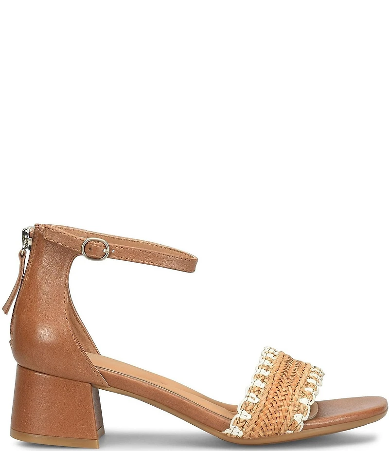 Sofft Lilah Woven Leather Ankle Strap Block Heel Sandals