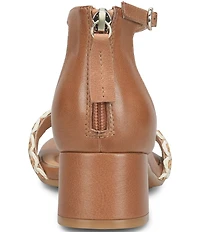 Sofft Lilah Woven Leather Ankle Strap Block Heel Sandals