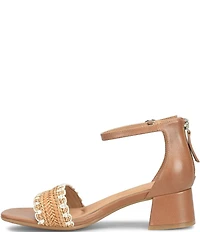 Sofft Lilah Woven Leather Ankle Strap Block Heel Sandals