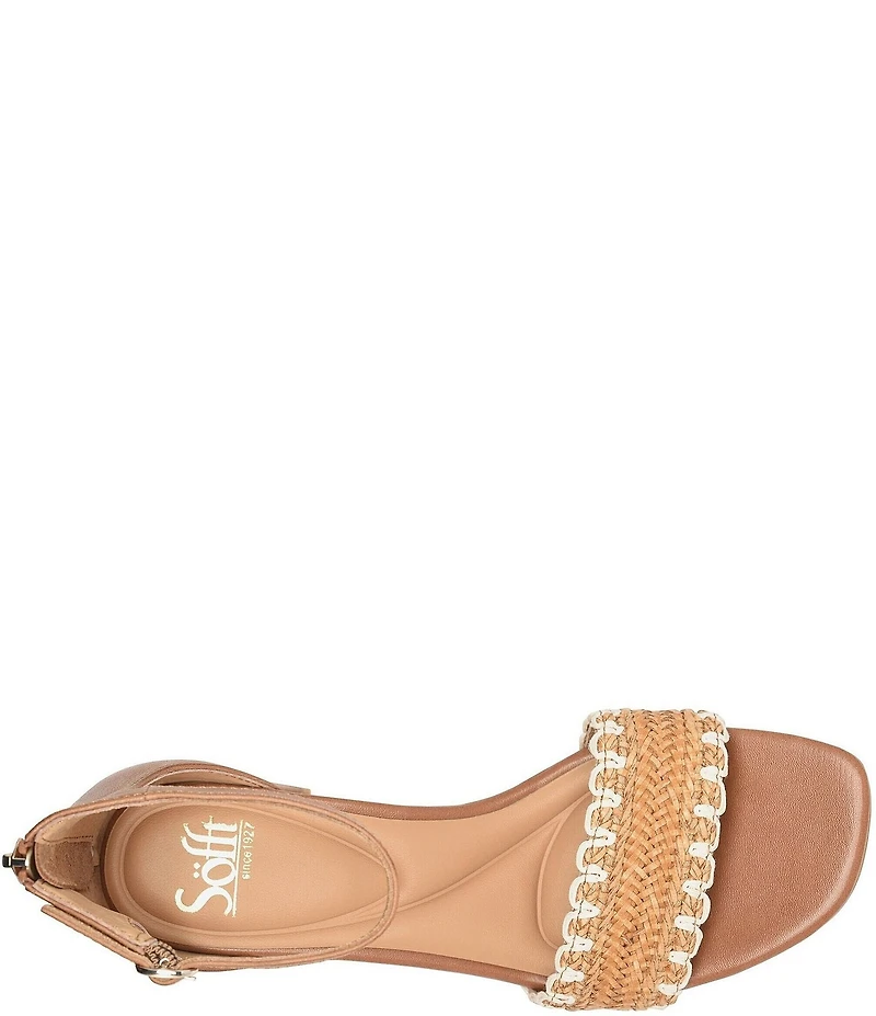 Sofft Lilah Woven Leather Ankle Strap Block Heel Sandals