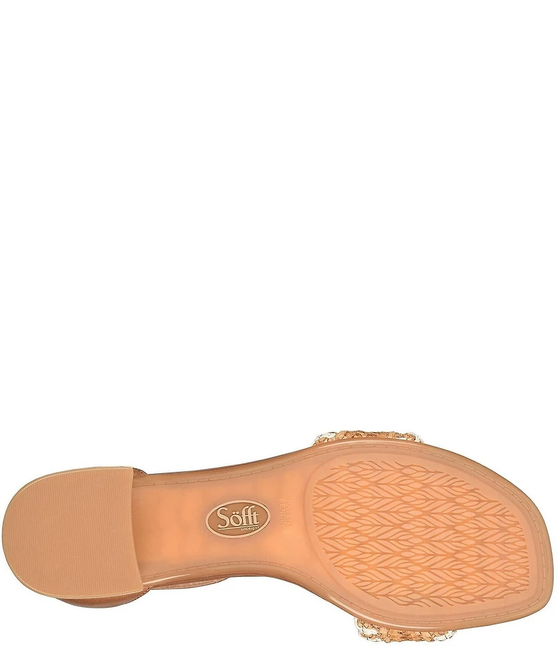 Sofft Lilah Woven Leather Ankle Strap Block Heel Sandals