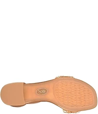Sofft Lilah Woven Leather Ankle Strap Block Heel Sandals