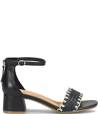 Sofft Lilah Woven Leather Ankle Strap Block Heel Sandals