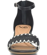 Sofft Lilah Woven Leather Ankle Strap Block Heel Sandals