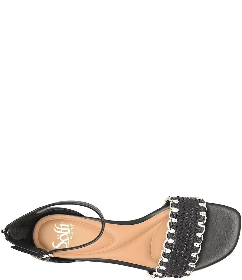 Sofft Lilah Woven Leather Ankle Strap Block Heel Sandals