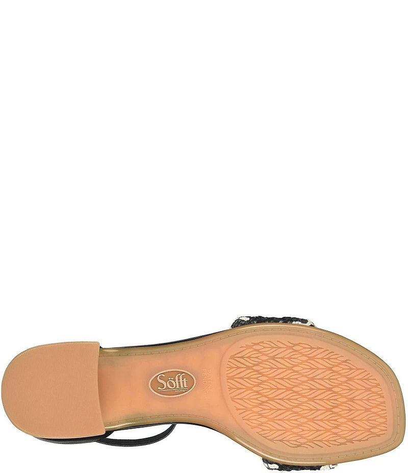 Sofft Lilah Woven Leather Ankle Strap Block Heel Sandals