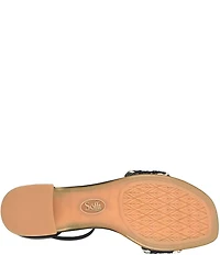 Sofft Lilah Woven Leather Ankle Strap Block Heel Sandals