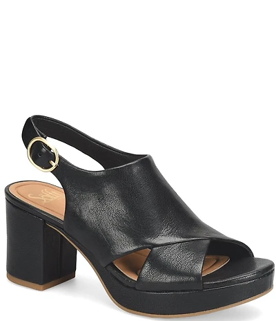 Sofft Liv Leather Block Platform Heels