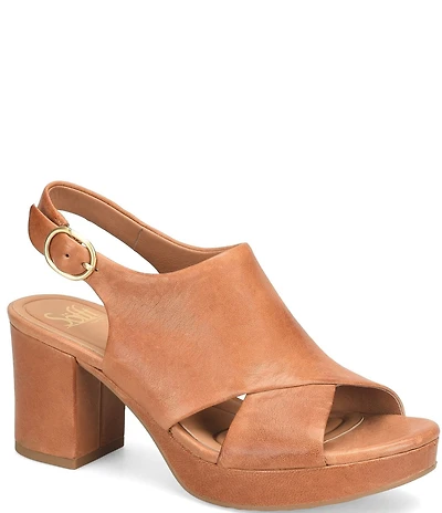Sofft Liv Leather Block Platform Heels