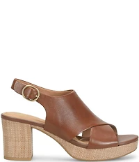 Sofft Liv Leather Raffia Block Platform Heels