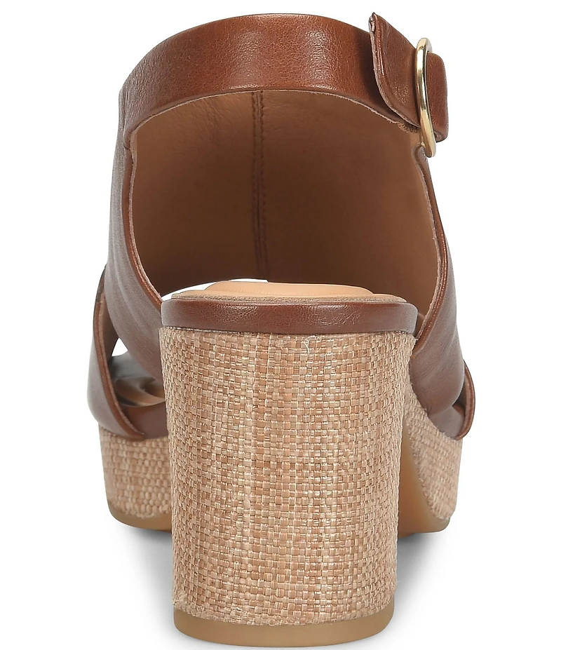 Sofft Liv Leather Raffia Block Platform Heels