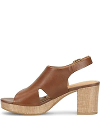 Sofft Liv Leather Raffia Block Platform Heels
