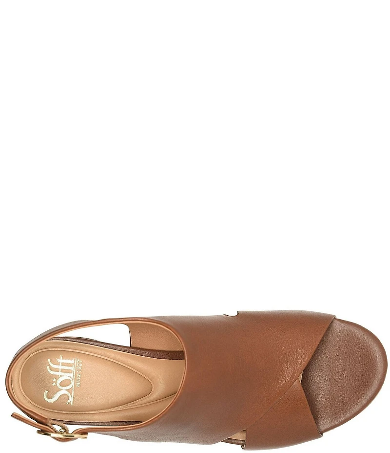 Sofft Liv Leather Raffia Block Platform Heels