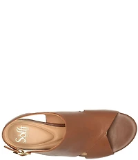 Sofft Liv Leather Raffia Block Platform Heels