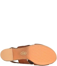 Sofft Liv Leather Raffia Block Platform Heels