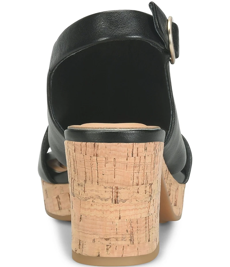 Sofft Liv Metallic Leather Slingback Cork Heel Sandals