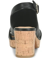 Sofft Liv Metallic Leather Slingback Cork Heel Sandals