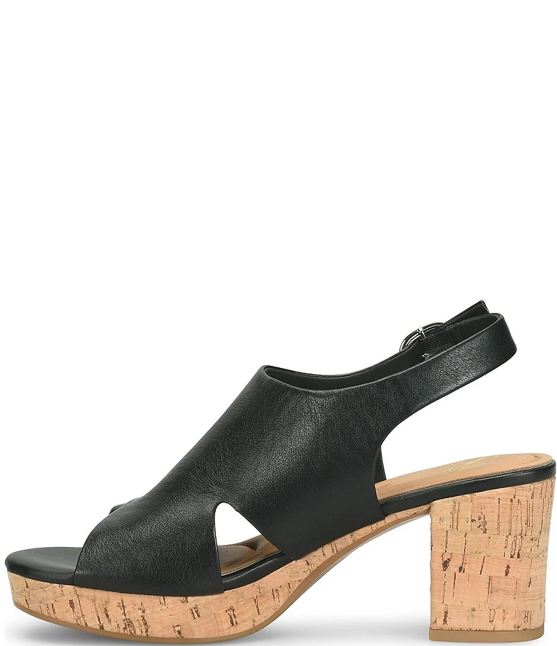 Sofft Liv Metallic Leather Slingback Cork Heel Sandals