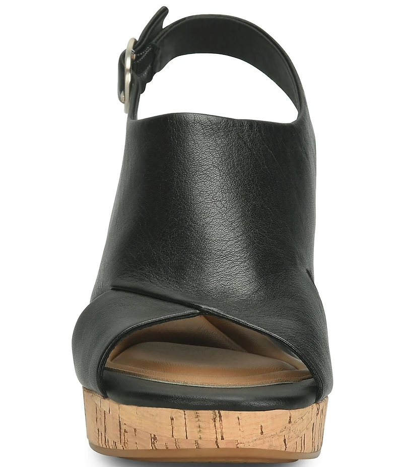 Sofft Liv Metallic Leather Slingback Cork Heel Sandals