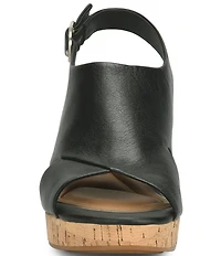 Sofft Liv Metallic Leather Slingback Cork Heel Sandals