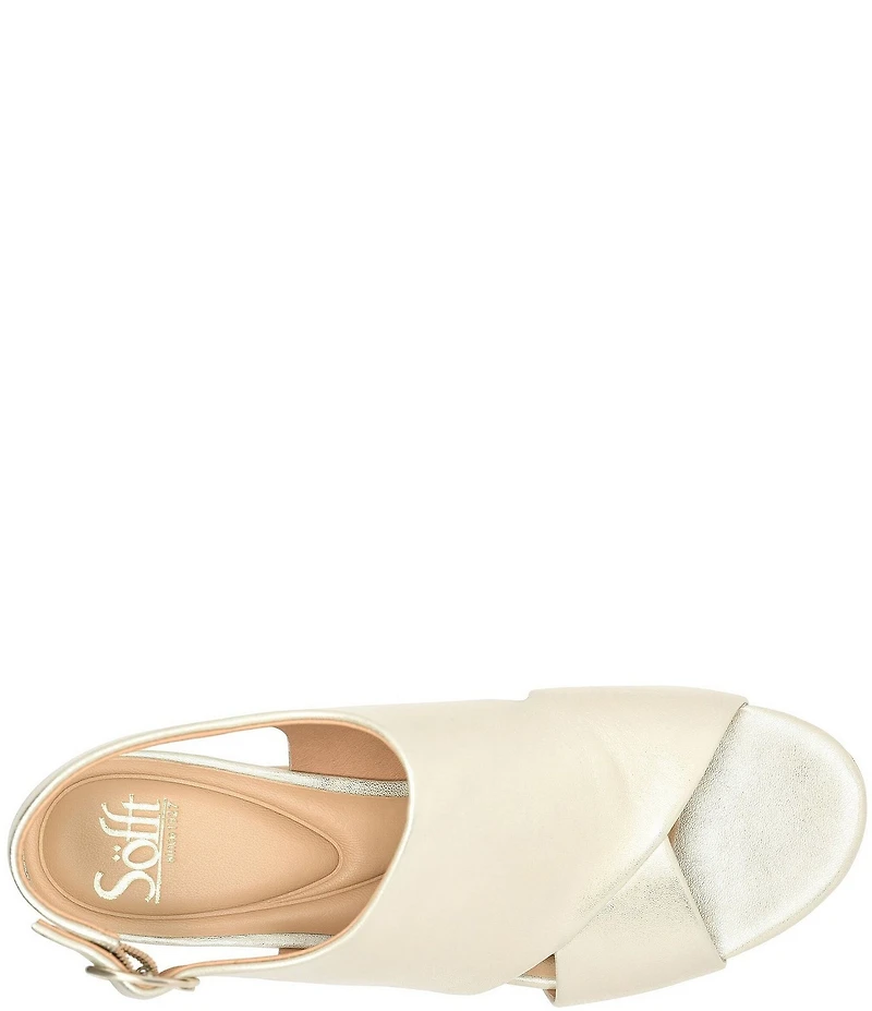 Sofft Liv Metallic Leather Slingback Cork Heel Sandals