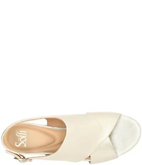 Sofft Liv Metallic Leather Slingback Cork Heel Sandals