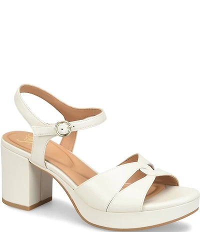 Sofft Lucille Leather Ankle Wrap Platform Sandals