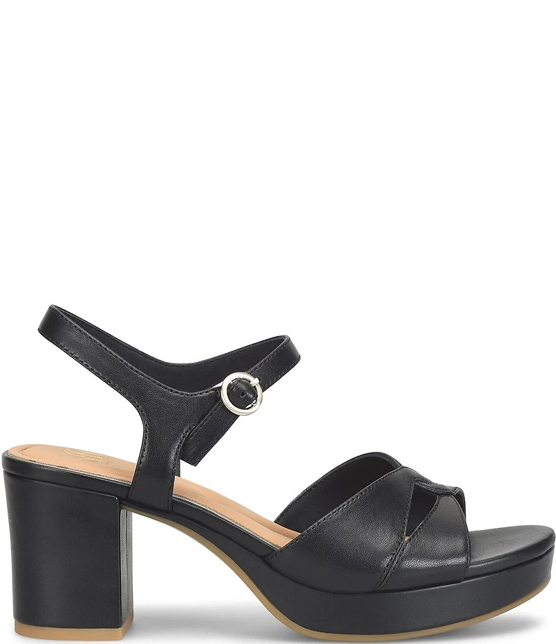 Sofft Lucille Leather Ankle Wrap Platform Sandals
