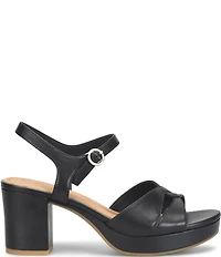 Sofft Lucille Leather Ankle Wrap Platform Sandals