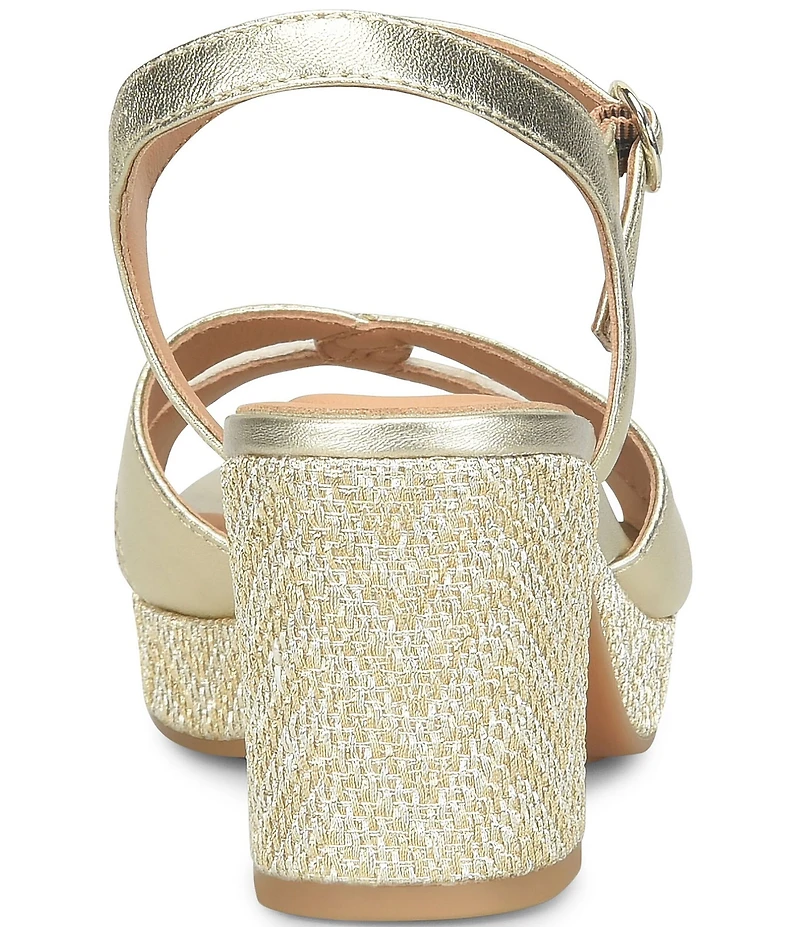 Sofft Lucille Leather Ankle Wrap Textured Platform Sandals