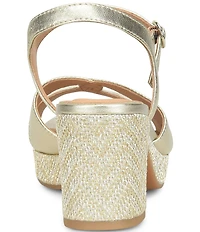 Sofft Lucille Leather Ankle Wrap Textured Platform Sandals