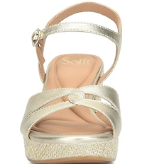 Sofft Lucille Leather Ankle Wrap Textured Platform Sandals