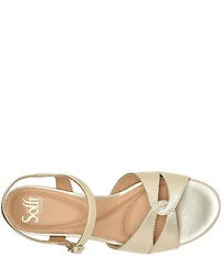 Sofft Lucille Leather Ankle Wrap Textured Platform Sandals