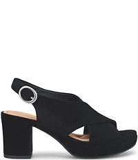 Sofft Lyric Suede Slingback Platform Block Heel Sandals