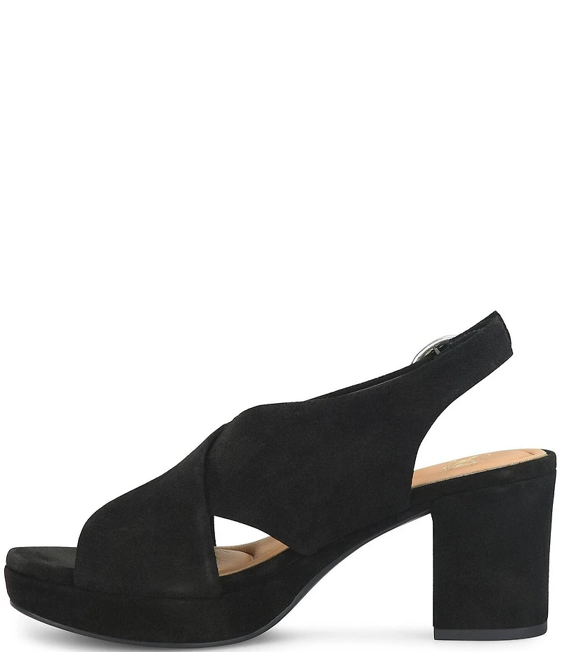 Sofft Lyric Suede Slingback Platform Block Heel Sandals