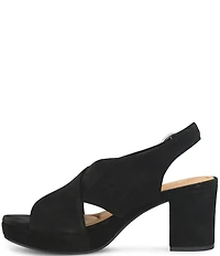 Sofft Lyric Suede Slingback Platform Block Heel Sandals