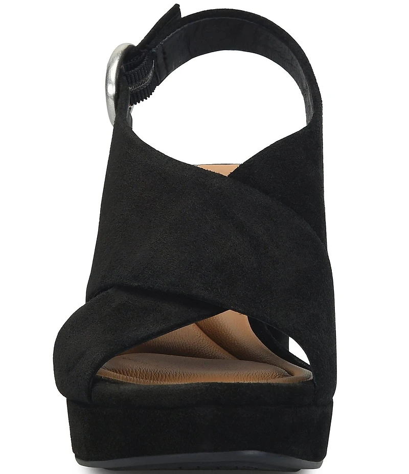 Sofft Lyric Suede Slingback Platform Block Heel Sandals