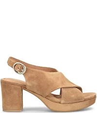 Sofft Lyric Suede Slingback Platform Block Heel Sandals