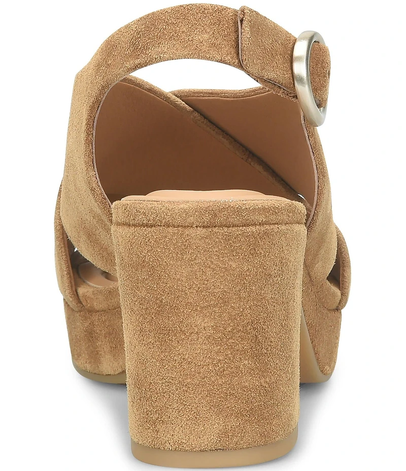 Sofft Lyric Suede Slingback Platform Block Heel Sandals