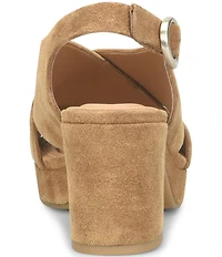Sofft Lyric Suede Slingback Platform Block Heel Sandals