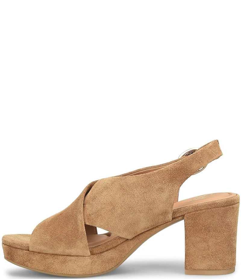 Sofft Lyric Suede Slingback Platform Block Heel Sandals