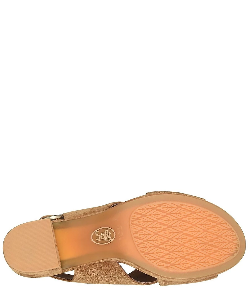 Sofft Lyric Suede Slingback Platform Block Heel Sandals